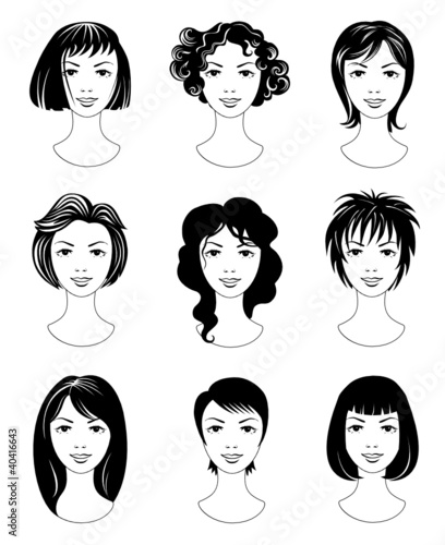 Set of woman haircuts