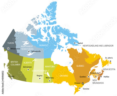 Map of provinces and territories of Canada