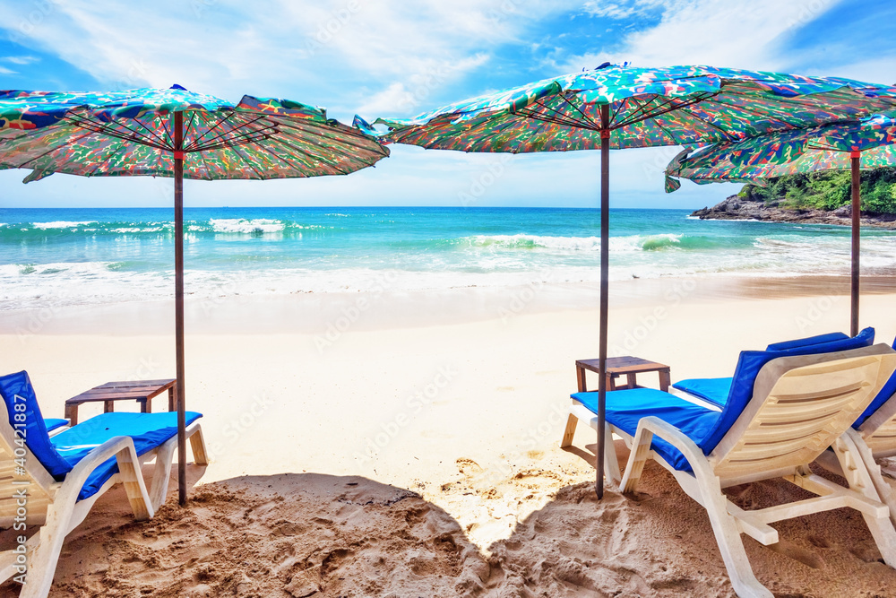 On the sand tropical beach. Andaman sea. Phuket island. Kingdom On the sand tropical beach. Andaman sea. Phuket island. Kingdom