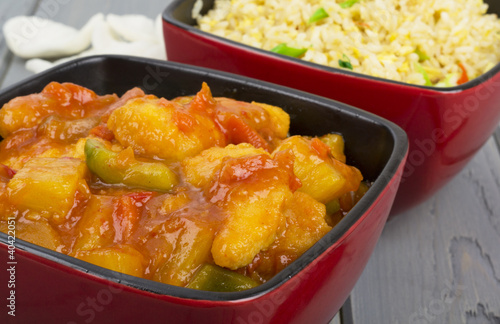 Sweet & Sour Chicken with Egg Fried Rice & Prawn Crackers