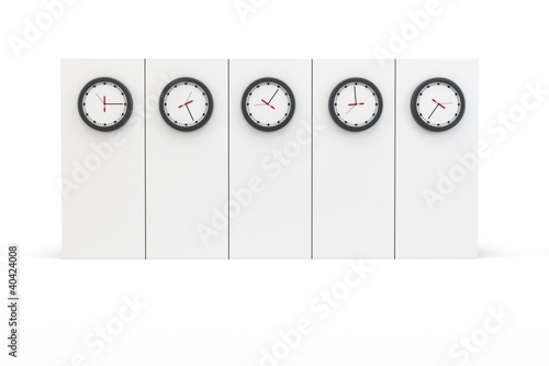 3d time zones wall with clocks
