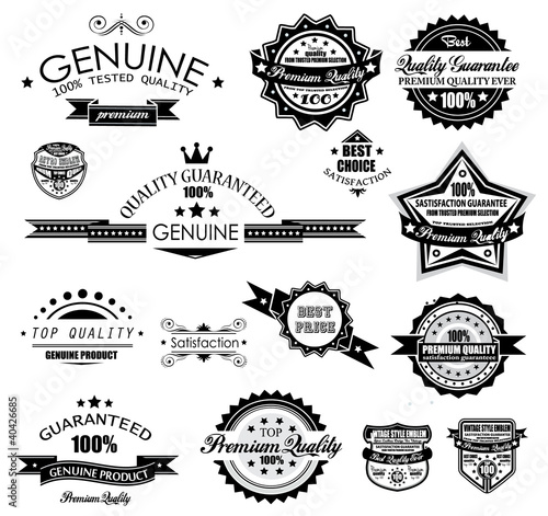 Premium Quality Labels - Collection of retro vintage labels