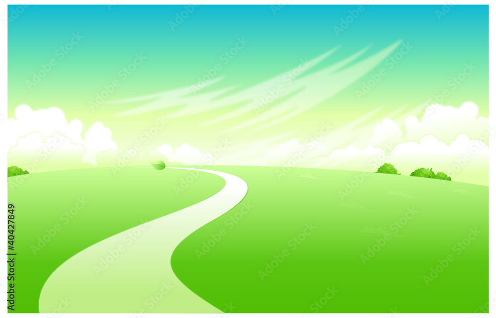Fototapeta premium Curved path over green landscape