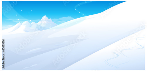 Snowing over snowcapped Mountain