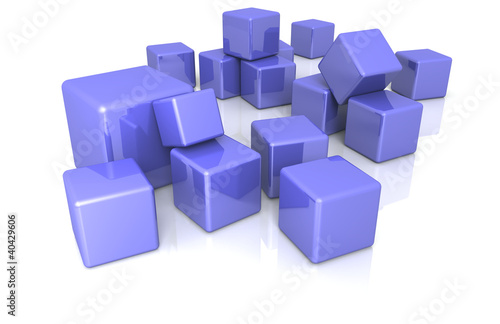 set of blue 3d cubes