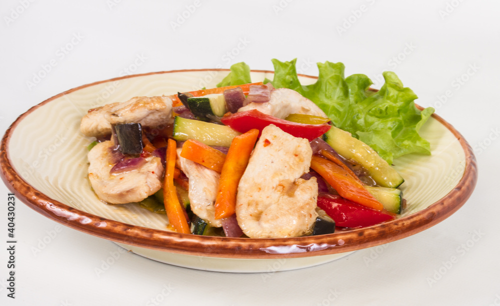 Grilled vegetables and chicken fillet Grilled vegetables and chicken fillet