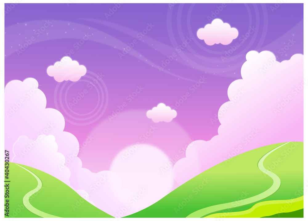 Obraz premium Green mountain with beautiful sky