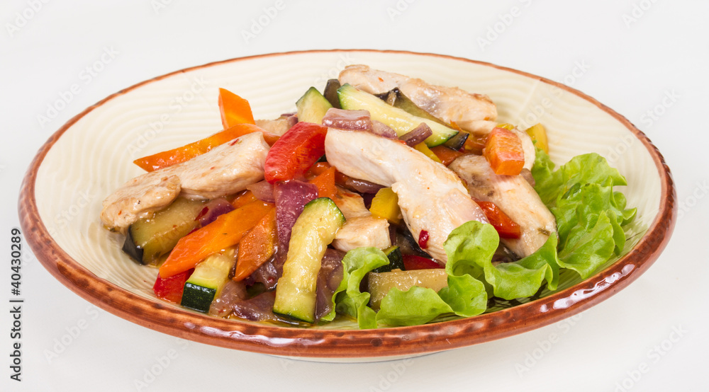 Grilled vegetables and chicken fillet Grilled vegetables and chicken fillet