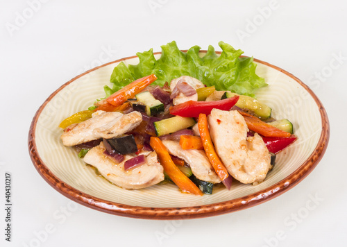 Grilled vegetables and chicken fillet