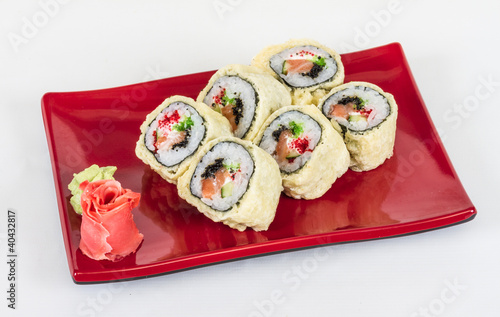 Japanese Cuisine -Tempura Maki Sushi (Deep Fried Roll made of sa