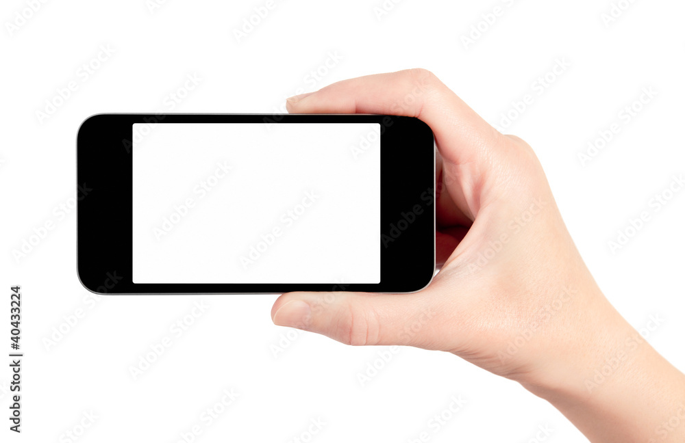 Mobile Smart Phone In Hand Isolated Mobile Smart Phone In Hand Isolated