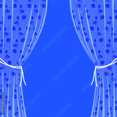 Fototapeta Naklejka Na Ścianę i Meble -  Blue background with curtain laces