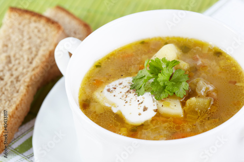 The Russian cuisine. Rassolnik soup