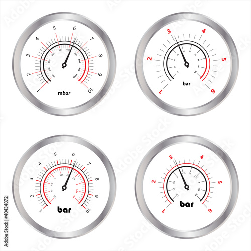 Set of manometers, isolated on white background