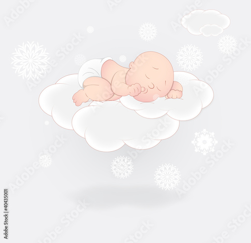 Cute Baby Sleeping on Cloud