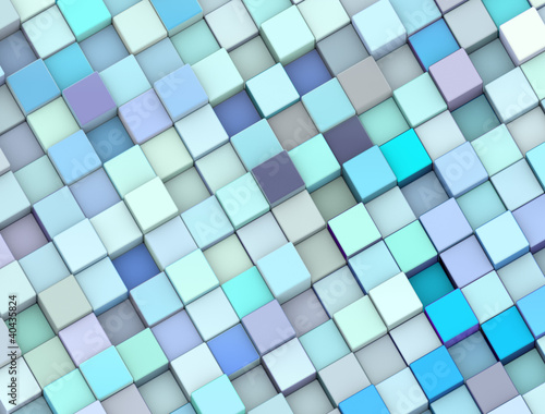 abstract 3d render cubes in different shades of blue