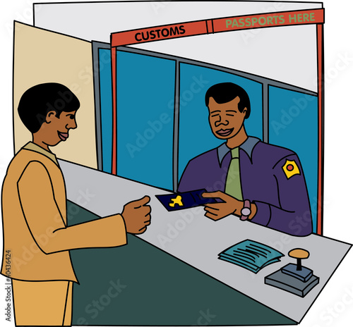 Young black professional passport controller