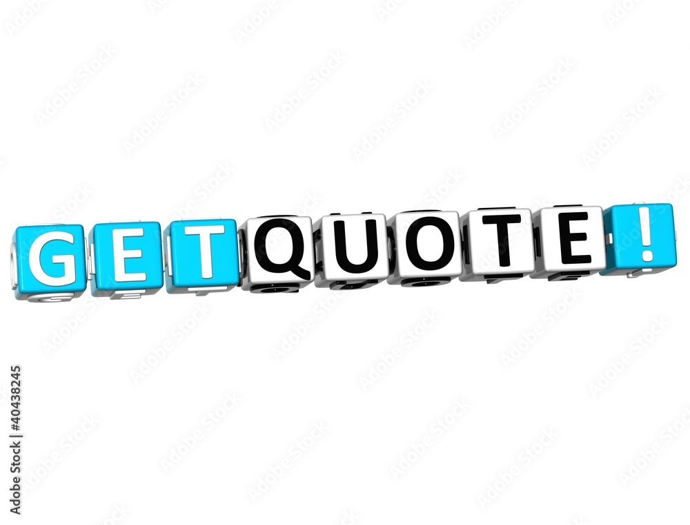 3D Get Quote Block Text  on white