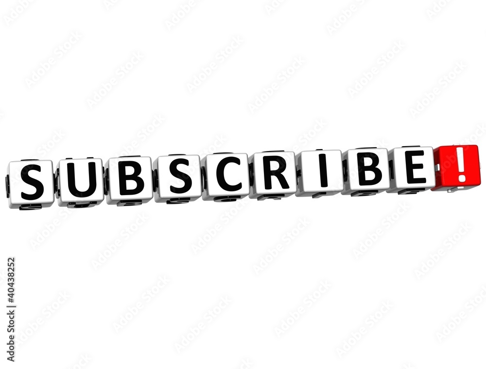 3D Subscribe Block Text  on white