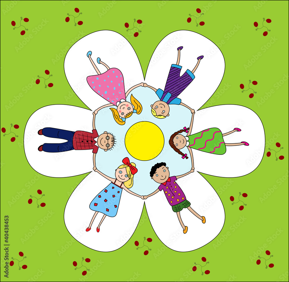 happy children holding hands Stock Vector | Adobe Stock
