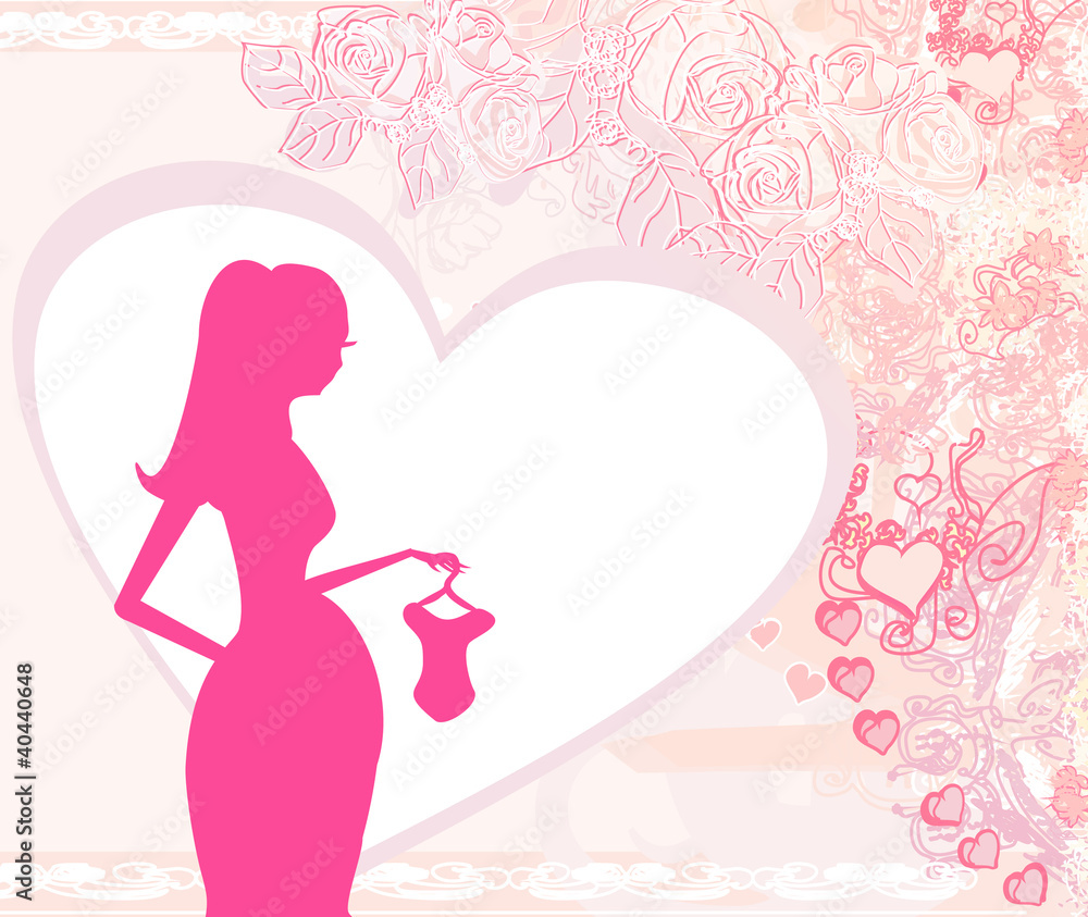 Beautiful pregnant woman on shopping - abstract background Beautiful pregnant woman on shopping - abstract background