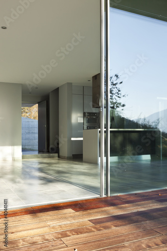beautiful modern house, view of the interior from the patio