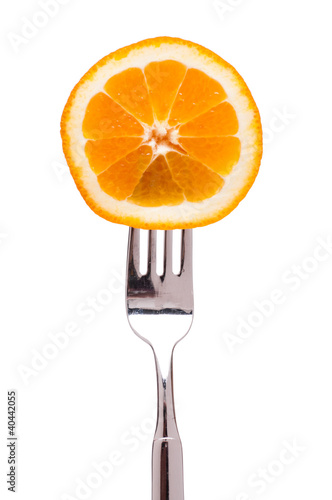 Orange auf einer Gabel