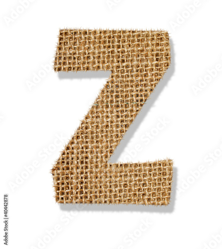 The letter "Z" is made of coarse cloth.