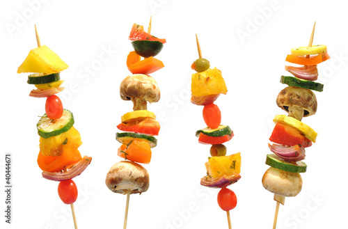Vegetable kebabs with peppers, mushrooms, tomatoes, pineapple