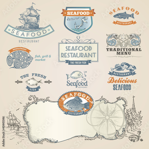 Seafood labels and elements