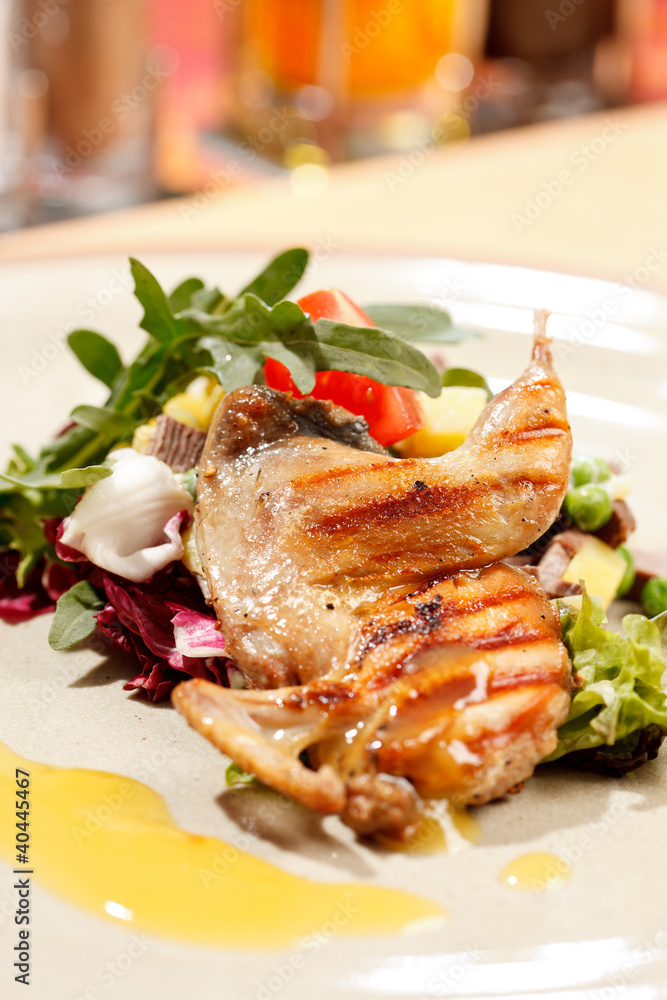 quail on the meat salad quail on the meat salad