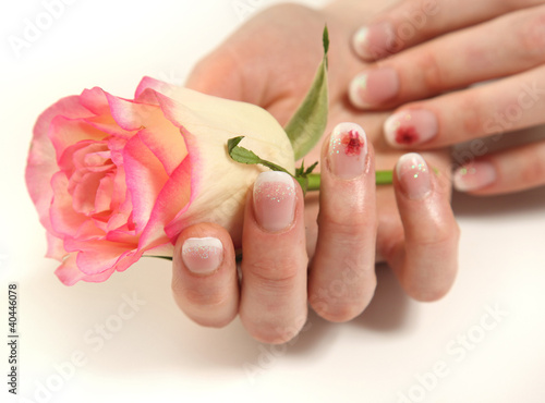 hands with rose