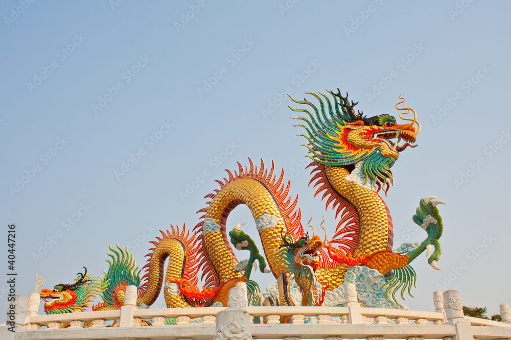 Fototapeta premium Dragon statue at Nakornsawan,Thailand