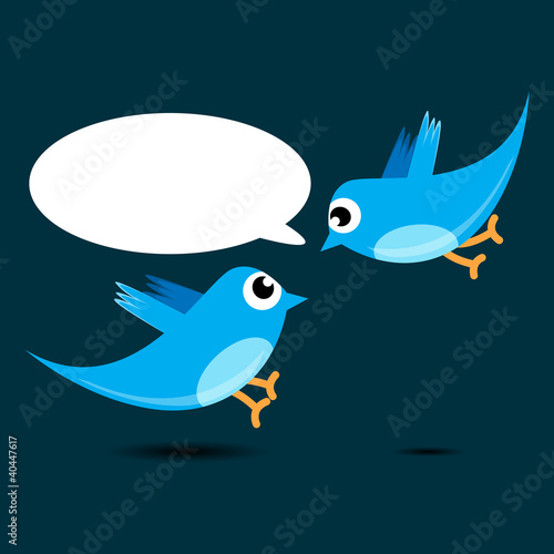 two birds talking with bubble
