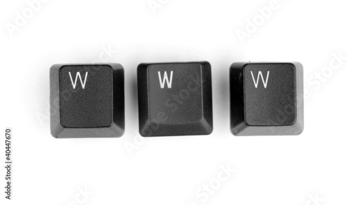 Keyboard keys saying www isolated on white