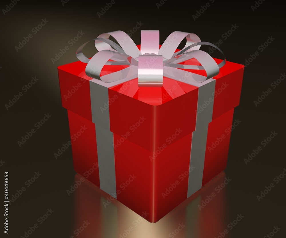 Gift box over gold background 3d render