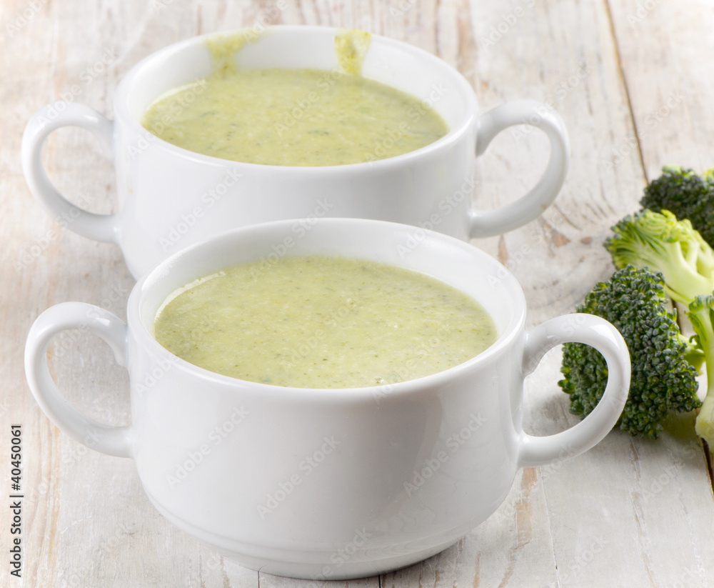 broccoli soup on a wood background broccoli soup on a wood background