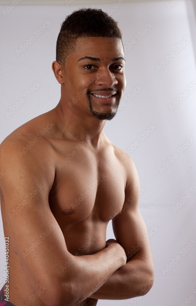black man shirtless looking happy black man shirtless looking happy