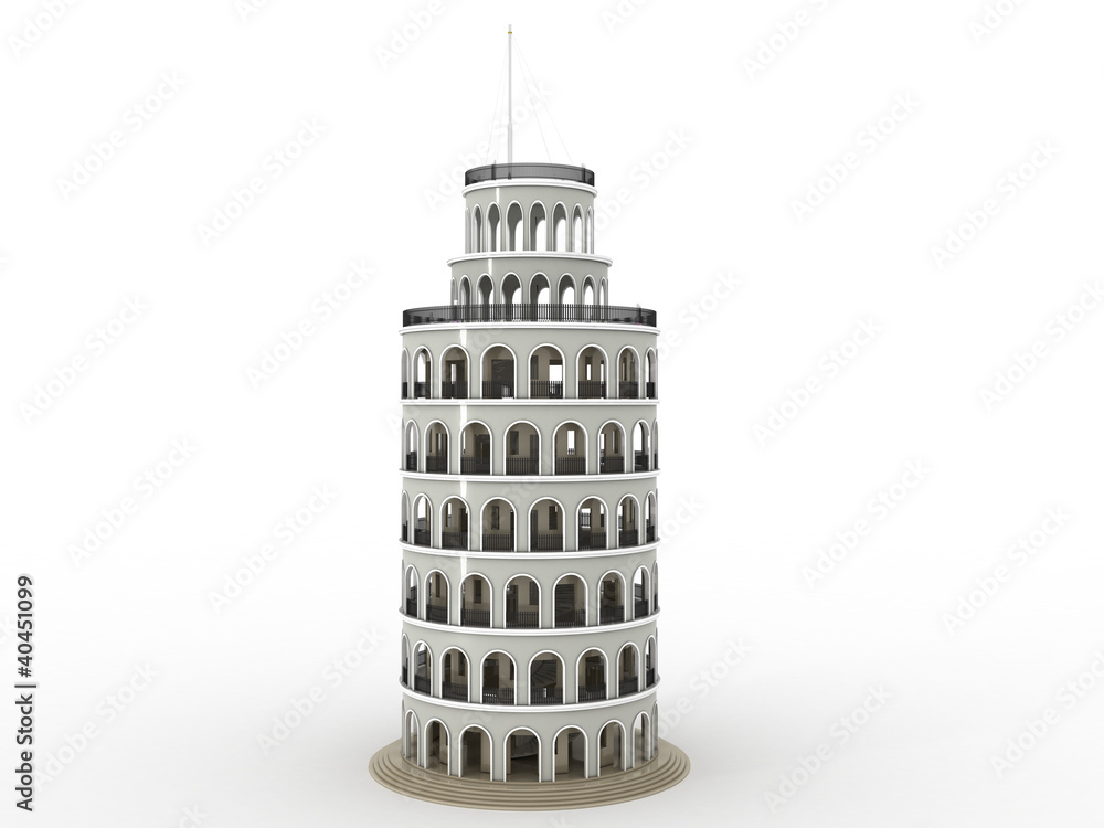 The brick tower on a white background №1