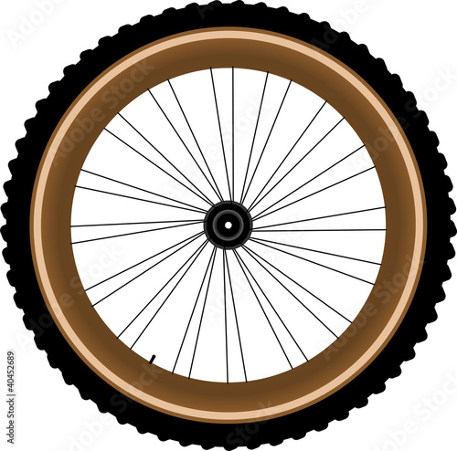 Front wheel of a mountain bike isolated on white