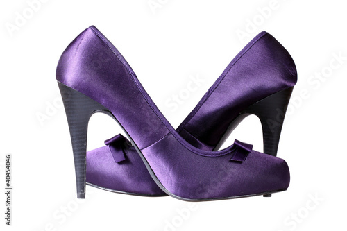 A pair of violet women's heel shoes with clipping path.
