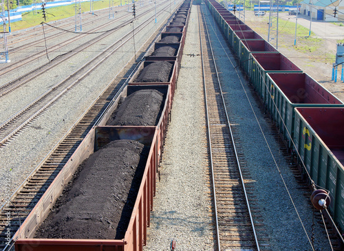 Train with coal at railway station