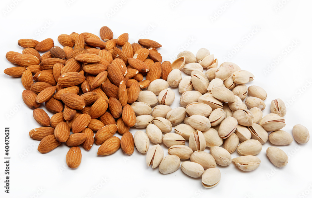 Almond and pistachio nuts. Almond and pistachio nuts.