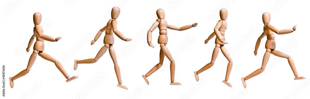 Wood Doll with Various Walking and Running Pose - Set 1 Wood Doll with Various Walking and Running Pose - Set 1