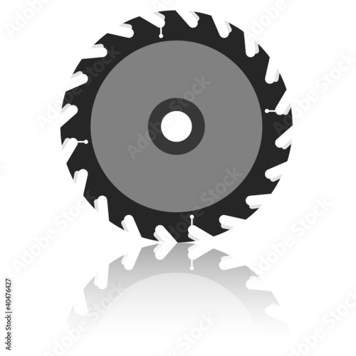 Circular saw blade on a white background.