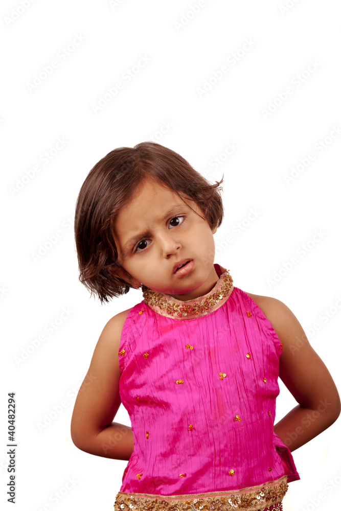 Asian Girl in Traditional Pink Dress Asian Girl in Traditional Pink Dress
