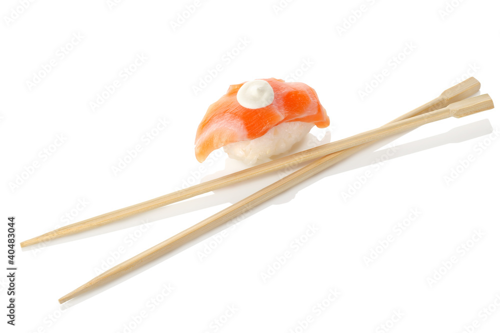 Wooden chopsticks and sushi Wooden chopsticks and sushi