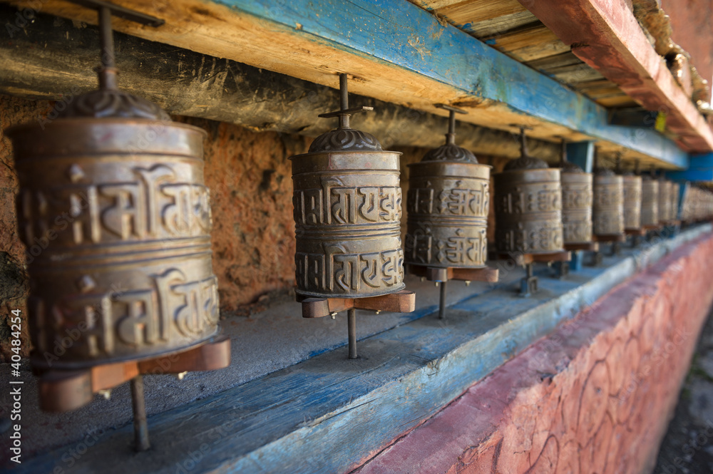 Prayer wheels in Nepal's Monastery. Prayer wheels in Nepal's Monastery.