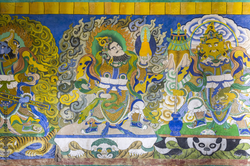 Tibetan painting on monestery ceiling
