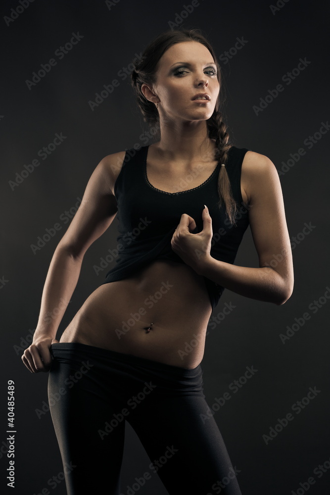 Portrait of gorgeous brunette in sport style Portrait of gorgeous brunette in sport style